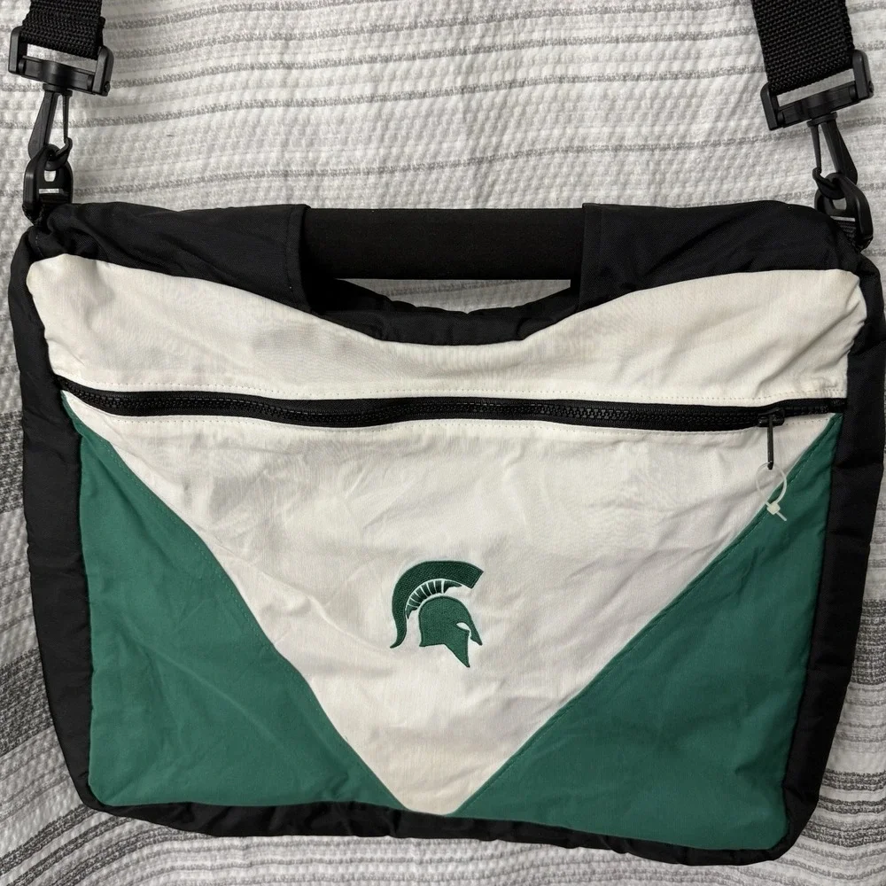 RARE Vintage JAMMIN' Brand Messenger Bag Michigan State Logo‎ Colorblock 90's